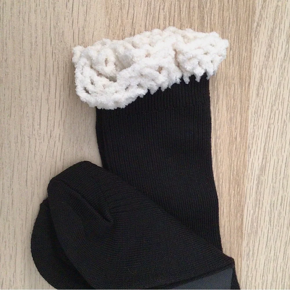 Free Press Ribbed Crew Socks With Crochet Trim